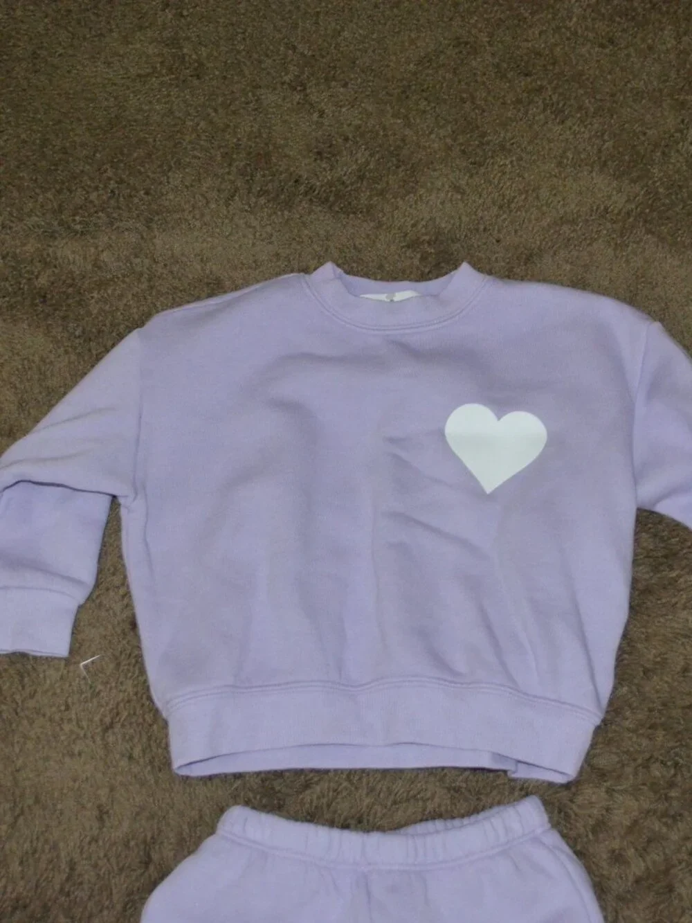 NWT $176 Girl's Sz 4 Matching SPRWMN Purple Heart Sweatshirt & Sweatpants Set